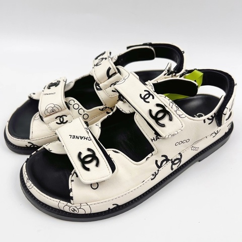 Chanel 香奈兒滿印涼鞋//37.5碼 無附件
