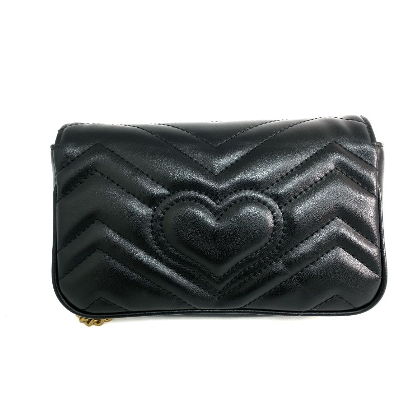 △ Gucci 古馳 Black Calfskin GG Marmont Mini Chain Crossbody Bag 476433 黑色小牛皮鎖鏈斜背袋 - 267005566-2