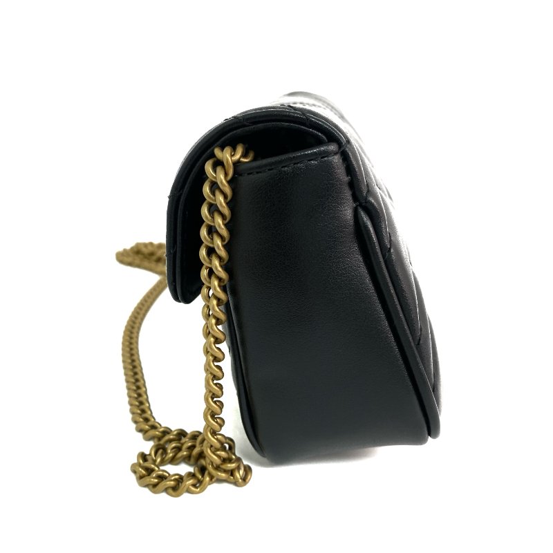 △ Gucci 古馳 Black Calfskin GG Marmont Mini Chain Crossbody Bag 476433 黑色小牛皮鎖鏈斜背袋 - 267005566-4