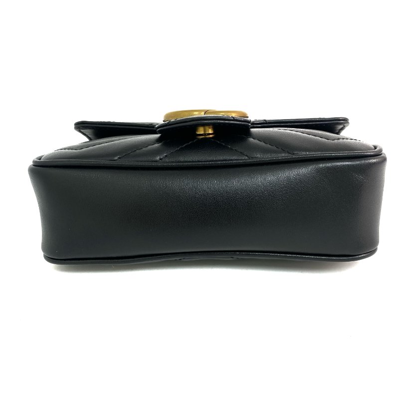 △ Gucci 古馳 Black Calfskin GG Marmont Mini Chain Crossbody Bag 476433 黑色小牛皮鎖鏈斜背袋 - 267005566-5