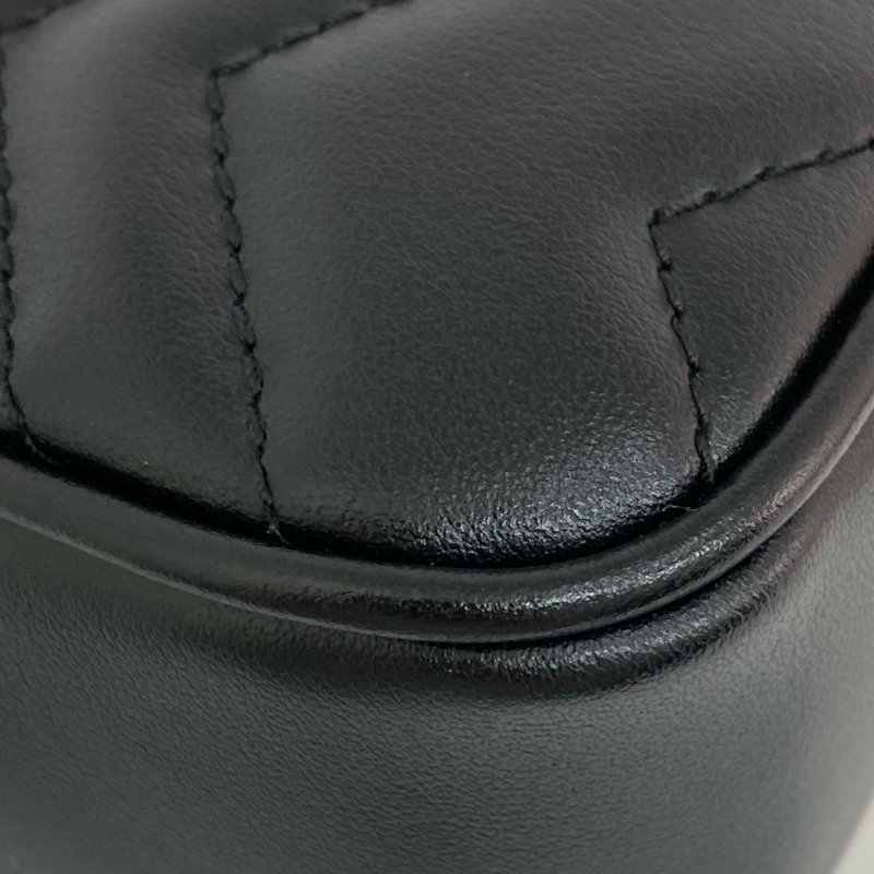 △ Gucci 古馳 Black Calfskin GG Marmont Mini Chain Crossbody Bag 476433 黑色小牛皮鎖鏈斜背袋 - 267005566-8