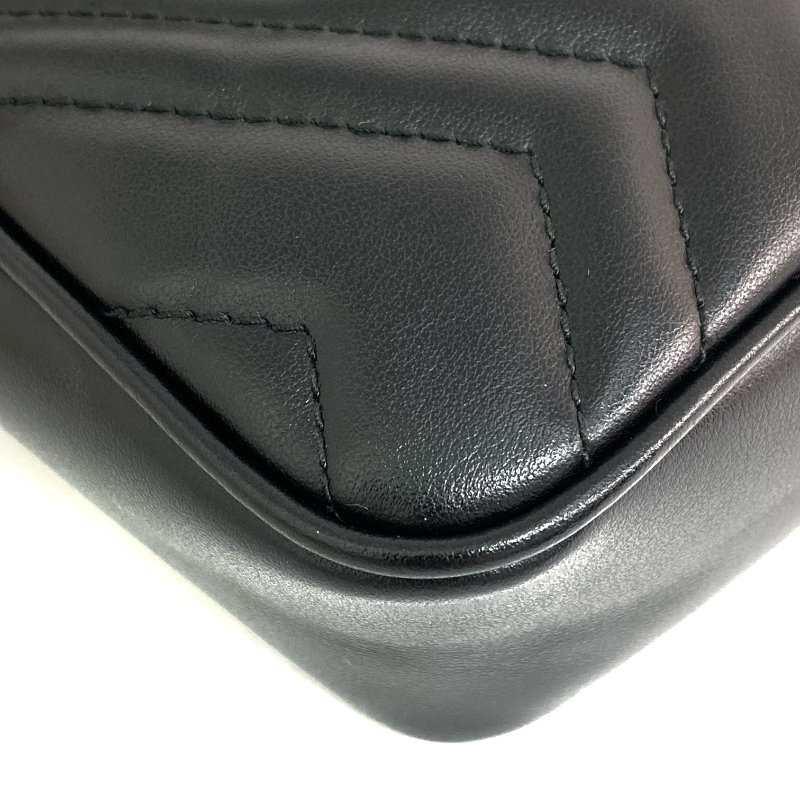 △ Gucci 古馳 Black Calfskin GG Marmont Mini Chain Crossbody Bag 476433 黑色小牛皮鎖鏈斜背袋 - 267005566-9