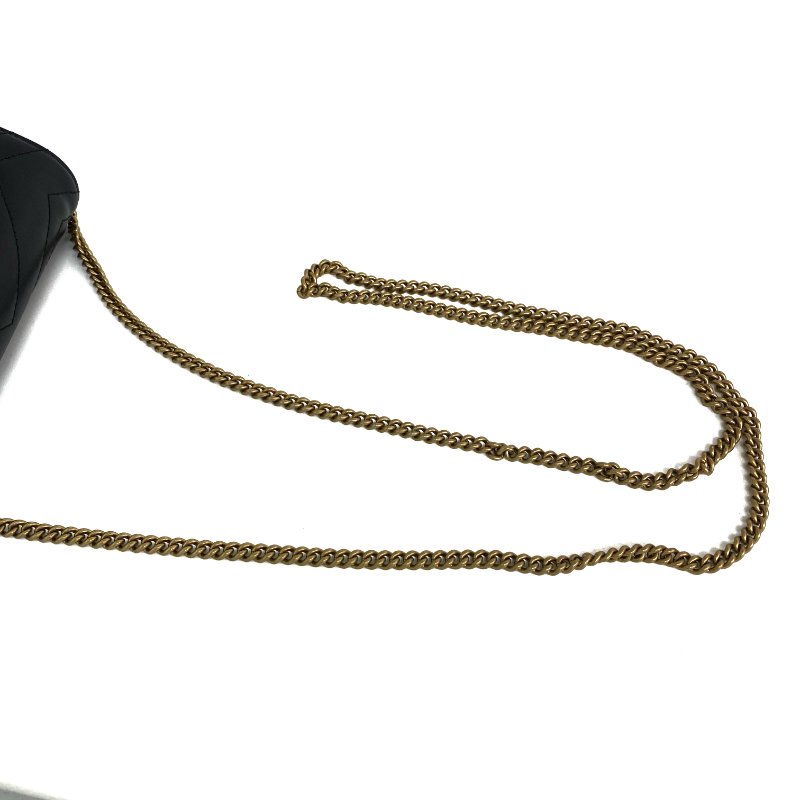△ Gucci 古馳 Black Calfskin GG Marmont Mini Chain Crossbody Bag 476433 黑色小牛皮鎖鏈斜背袋 - 267005566-10