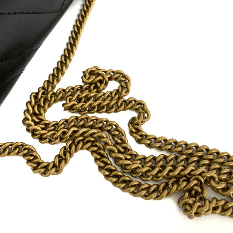 △ Gucci 古馳 Black Calfskin GG Marmont Mini Chain Crossbody Bag 476433 黑色小牛皮鎖鏈斜背袋 - 267005566-12