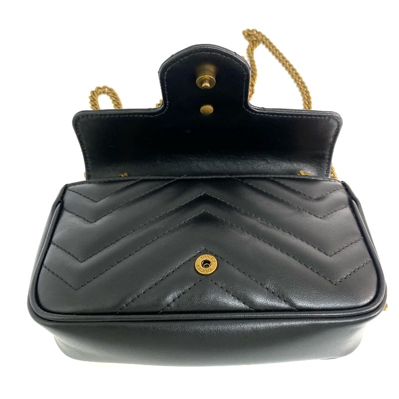 △ Gucci 古馳 Black Calfskin GG Marmont Mini Chain Crossbody Bag 476433 黑色小牛皮鎖鏈斜背袋 - 267005566-14