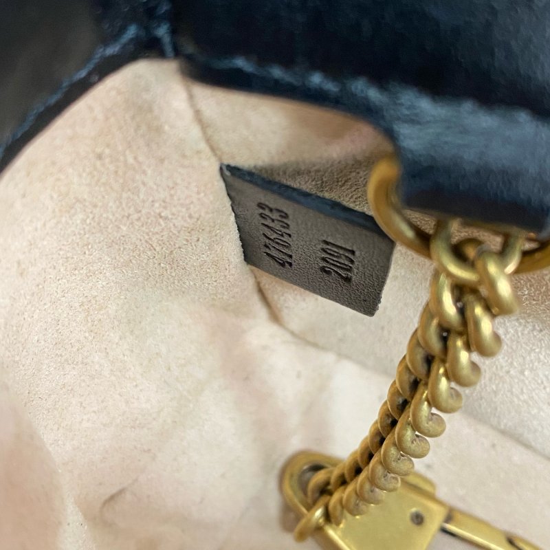 △ Gucci 古馳 Black Calfskin GG Marmont Mini Chain Crossbody Bag 476433 黑色小牛皮鎖鏈斜背袋 - 267005566-19