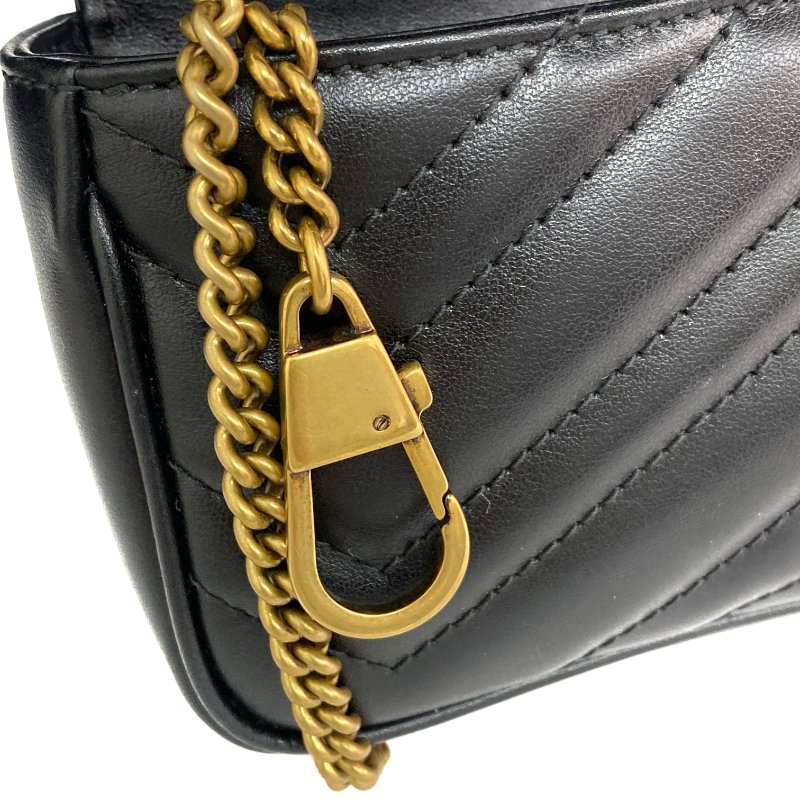 △ Gucci 古馳 Black Calfskin GG Marmont Mini Chain Crossbody Bag 476433 黑色小牛皮鎖鏈斜背袋 - 267005566-20