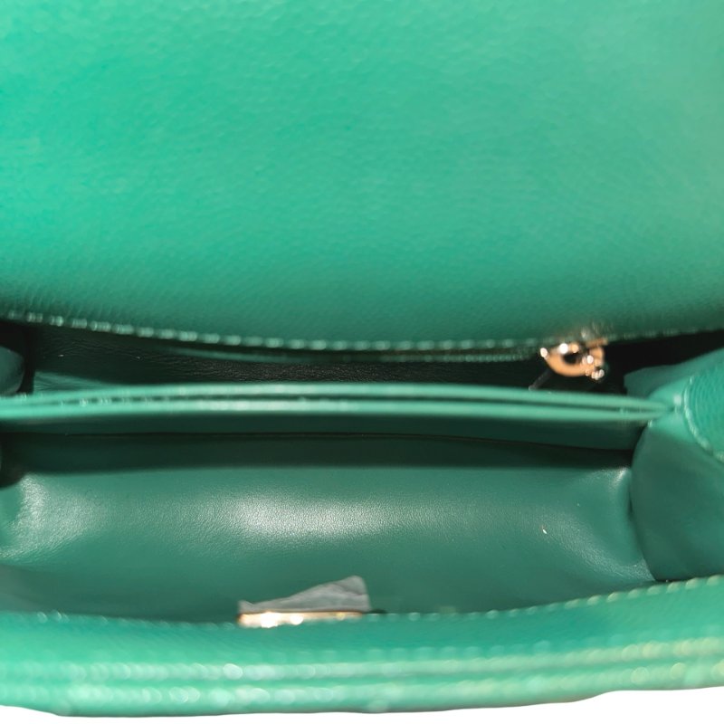 CHANEL Calfskin Leather Mini coco handle Two Way Shoulder Bag Green GHW-4