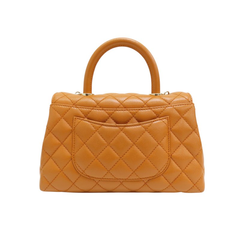 橘棕色 荔枝紋牛皮 COCO Handle 24 兩用包 【CHANEL 香奈兒】-1