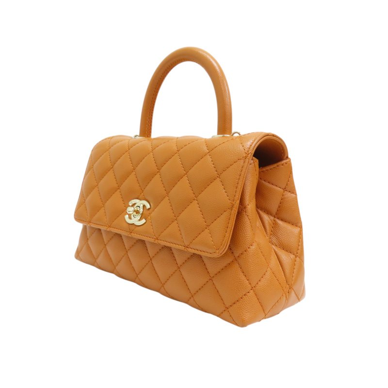 橘棕色 荔枝紋牛皮 COCO Handle 24 兩用包 【CHANEL 香奈兒】-2