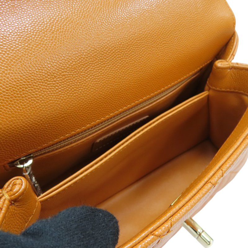橘棕色 荔枝紋牛皮 COCO Handle 24 兩用包 【CHANEL 香奈兒】-4