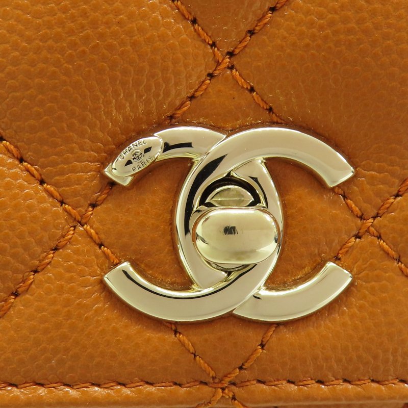 橘棕色 荔枝紋牛皮 COCO Handle 24 兩用包 【CHANEL 香奈兒】-9