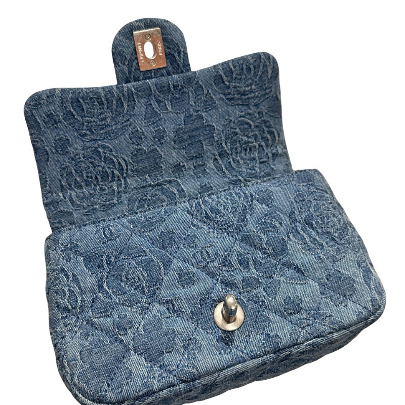 CHANEL Denim 23P CAMELIA HEART CRUSH FLAP Cross Body Bag Denim Blue-4