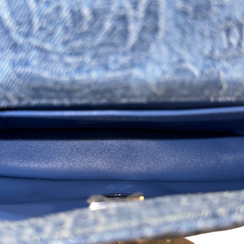 CHANEL Denim 23P CAMELIA HEART CRUSH FLAP Cross Body Bag Denim Blue-5