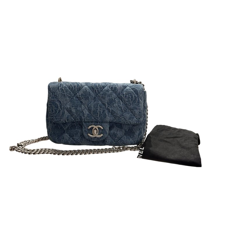 CHANEL Denim 23P CAMELIA HEART CRUSH FLAP Cross Body Bag Denim Blue-10