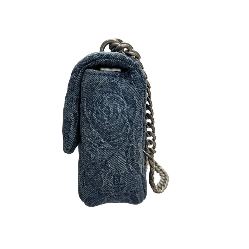 CHANEL Denim 23P CAMELIA HEART CRUSH FLAP Cross Body Bag Denim Blue-11