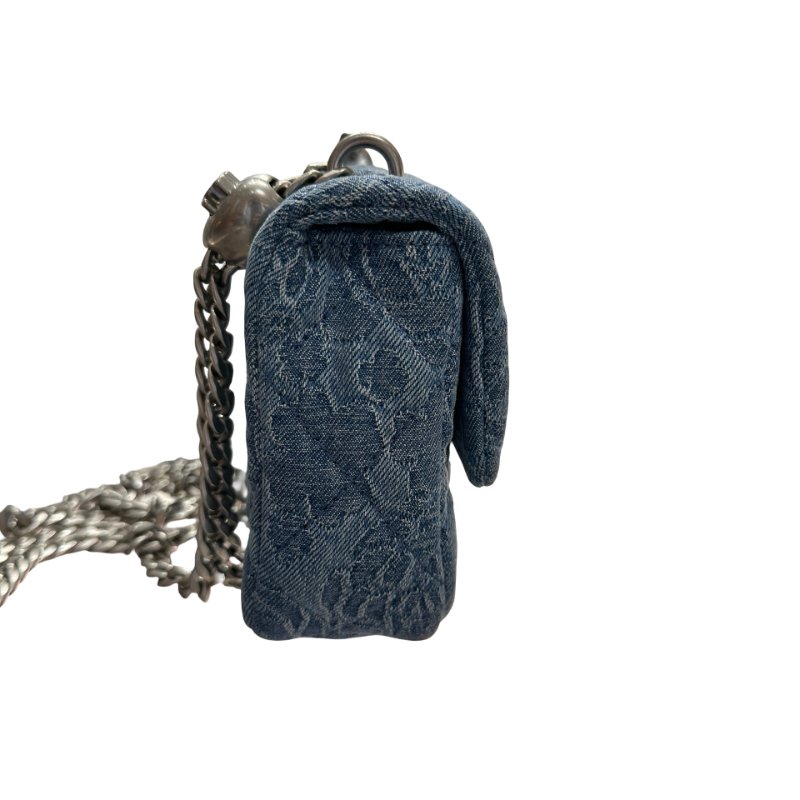 CHANEL Denim 23P CAMELIA HEART CRUSH FLAP Cross Body Bag Denim Blue-12