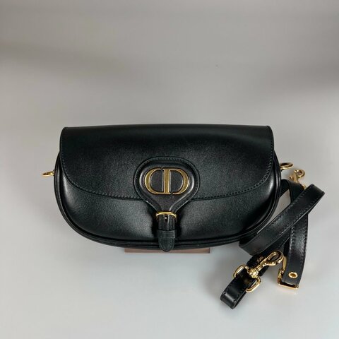DIOR  黑皮革BOBBY橫版側肩包
