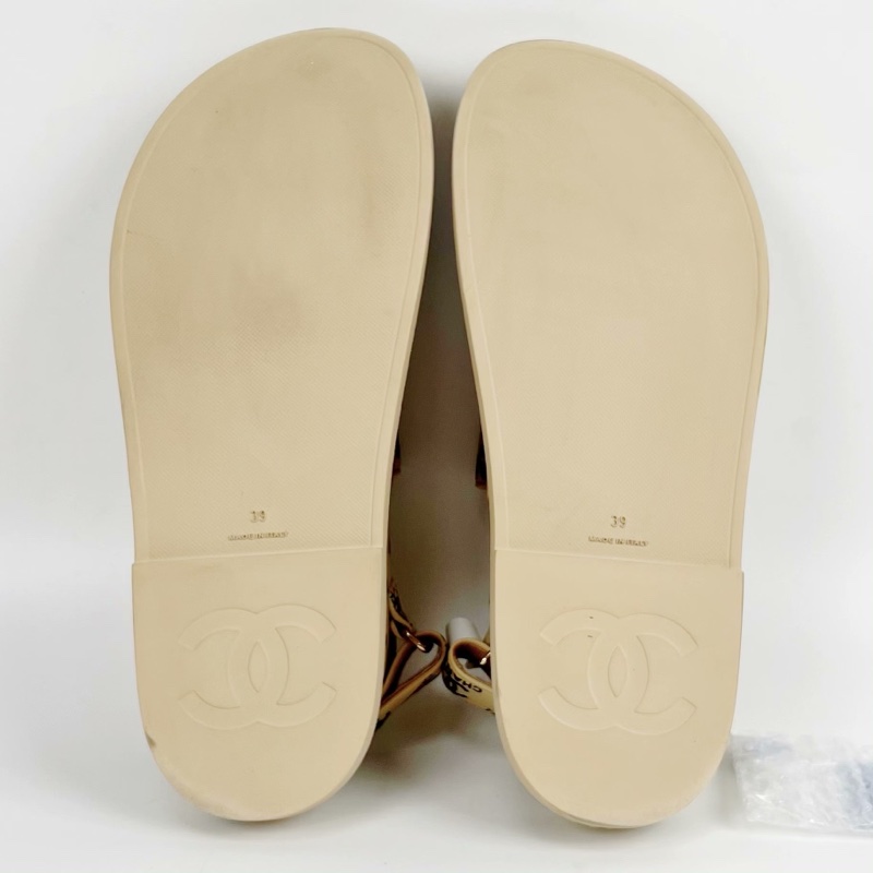 99新香奈兒Chanel 魔術貼滿印logo涼鞋 尺碼39碼 無附件-7