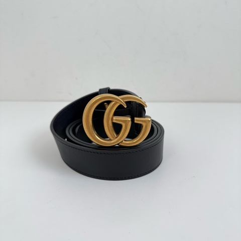 古馳/GUCCi 黑色 腰帶 金扣 尺碼：95碼  3CM寬