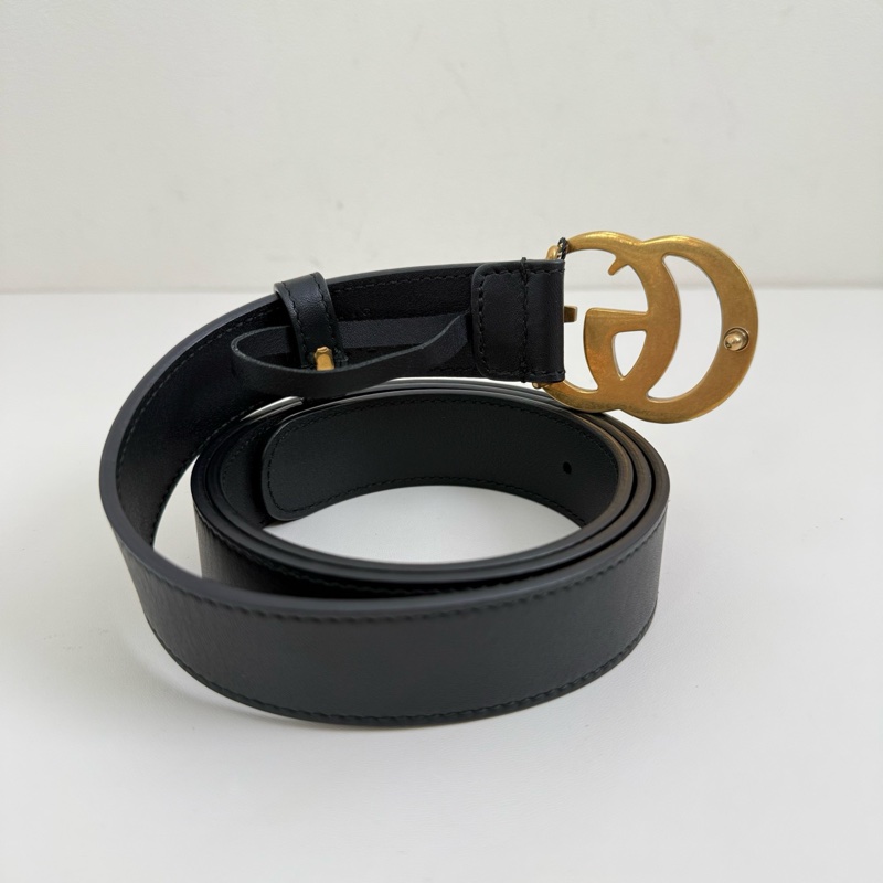 古馳/GUCCi 黑色 腰帶 金扣 尺碼:95碼 3CM寬-1