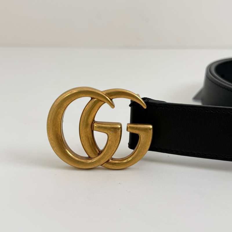 古馳/GUCCi 黑色 腰帶 金扣 尺碼:95碼 3CM寬-2