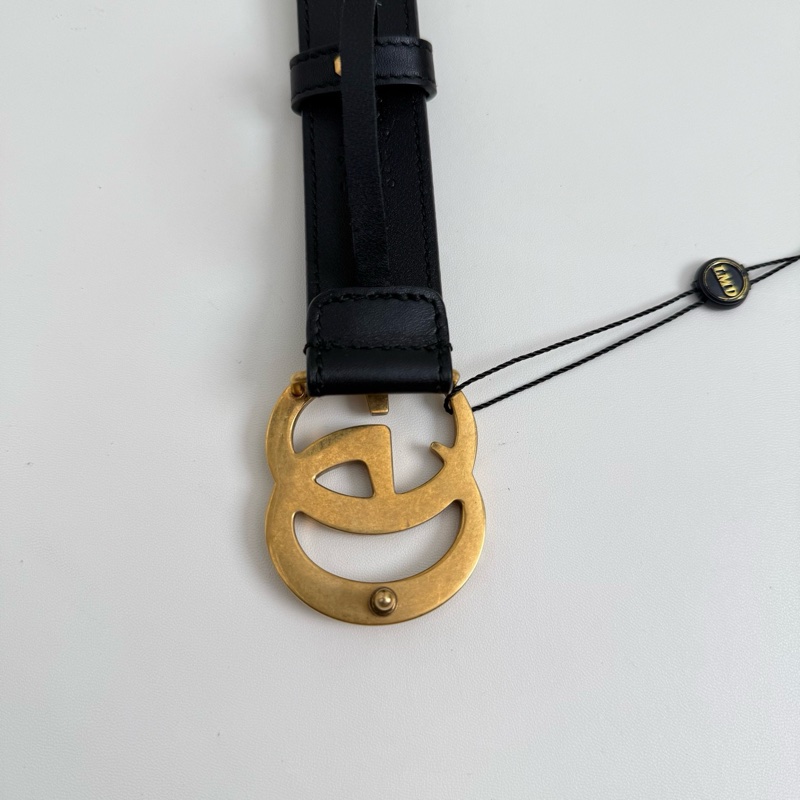 古馳/GUCCi 黑色 腰帶 金扣 尺碼:95碼 3CM寬-3