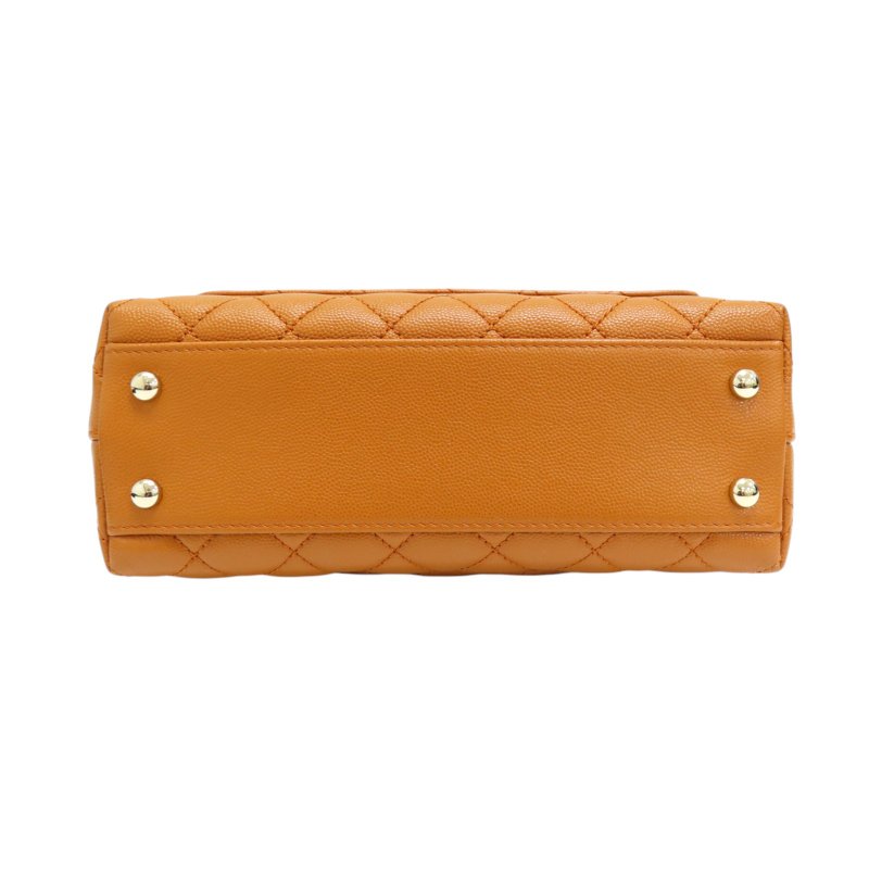 橘棕色 荔枝紋牛皮 COCO Handle 24 兩用包 【CHANEL 香奈兒】-3