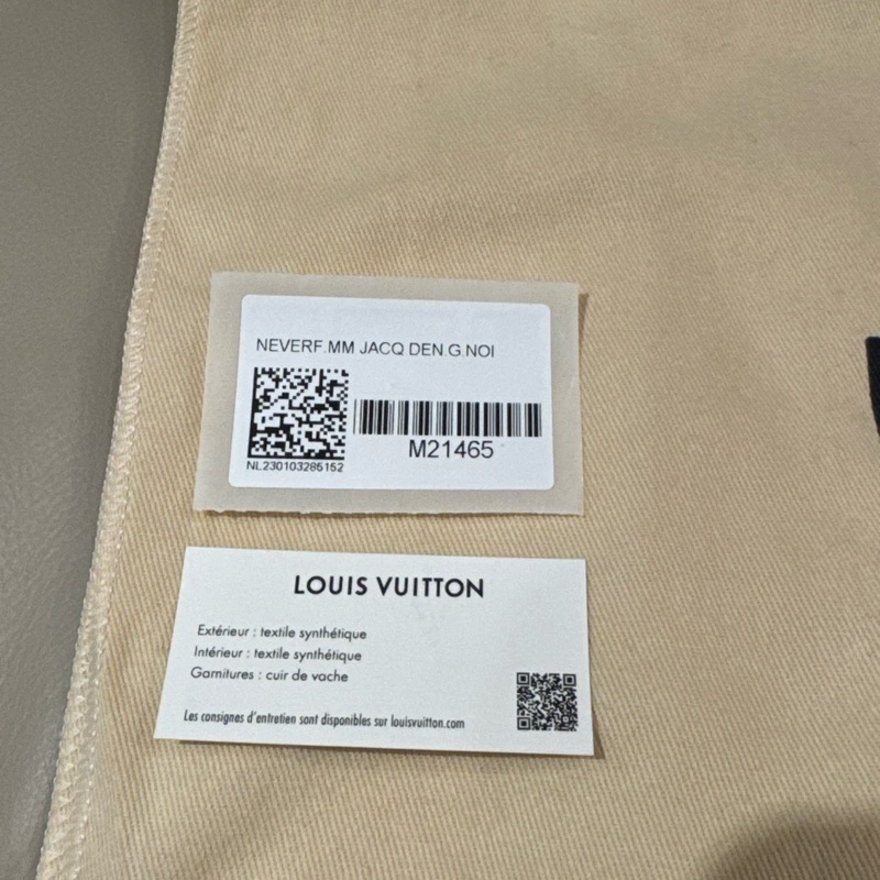 LV 路易威登 牛仔刷色Neverfull tote bag MM 托特包/黑色單寧牛仔布/特殊款/全新閒置美品-8