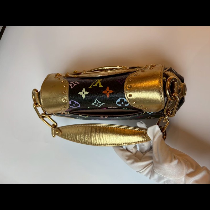 LV 黑彩金釦肩側包-7