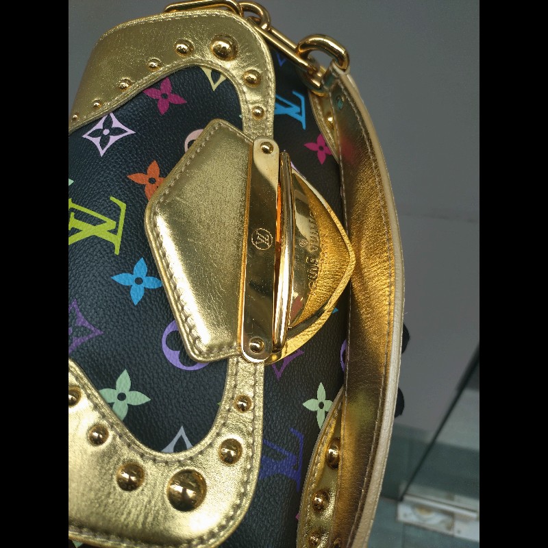 LV 黑彩金釦肩側包-11