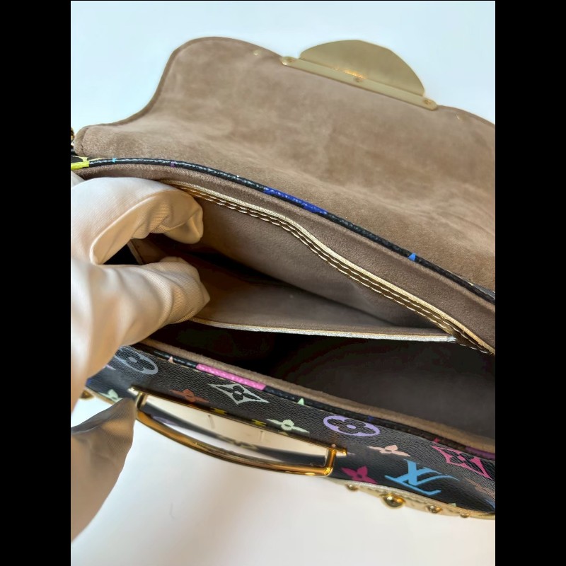 LV 黑彩金釦肩側包-24