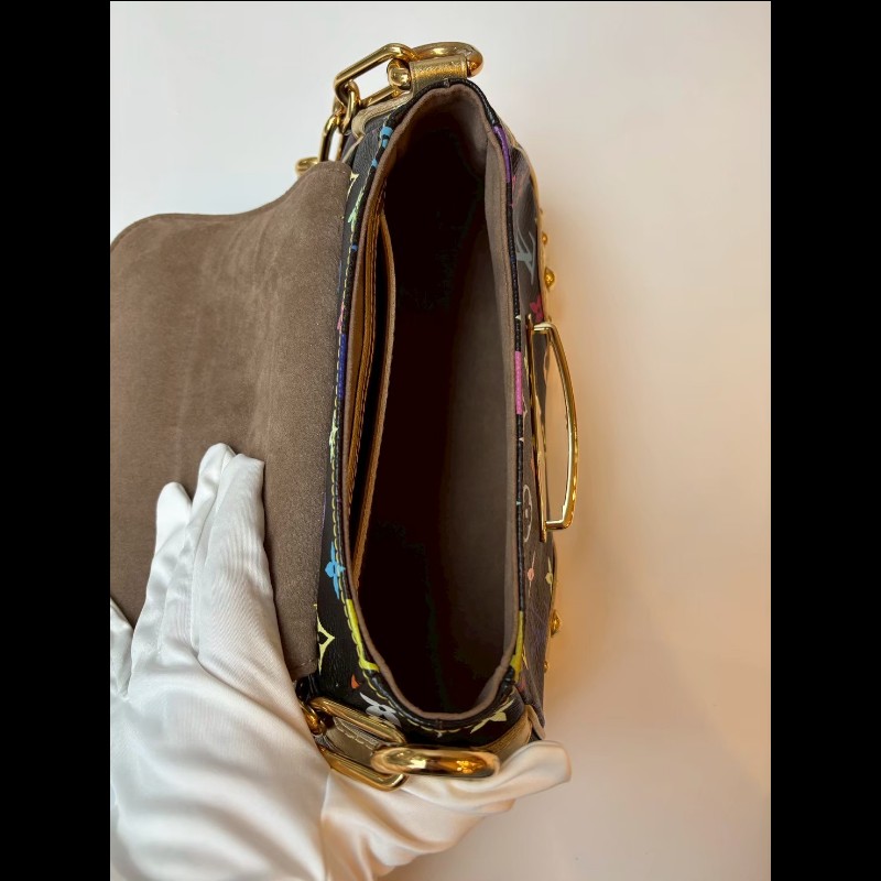 LV 黑彩金釦肩側包-25