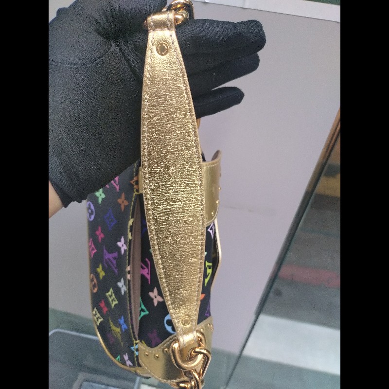 LV 黑彩金釦肩側包-30