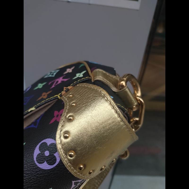LV 黑彩金釦肩側包-36