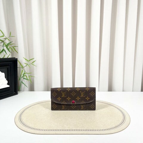 LV路易威登 經典老花搭配豆豆長款信封錢包 紅色內裡 內裡整潔 卡位多 容量大