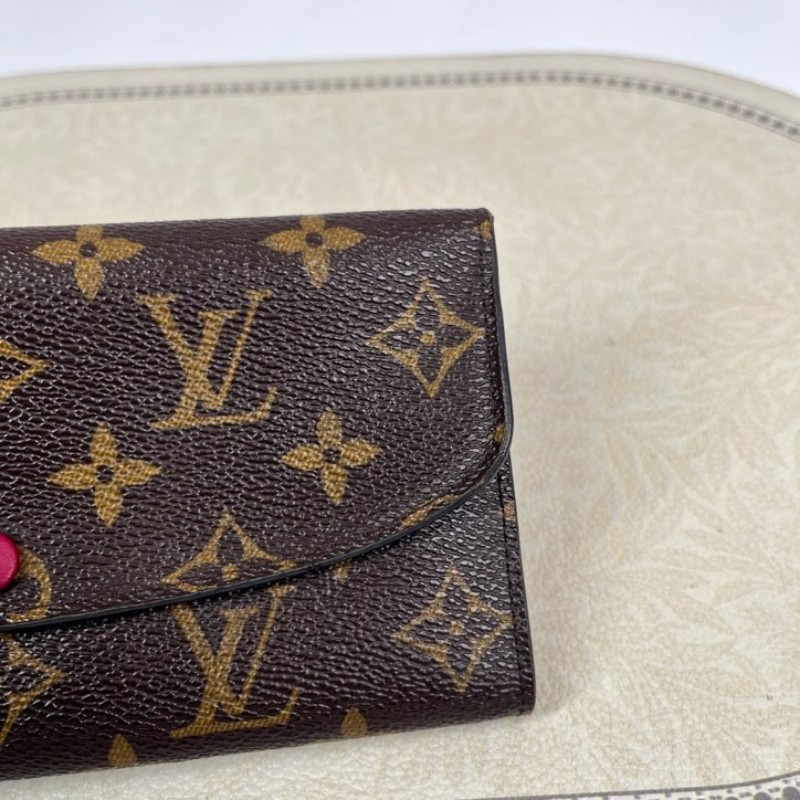 LV路易威登 經典老花搭配豆豆長款信封錢包 紅色內裡 內裡整潔 卡位多 容量大-2