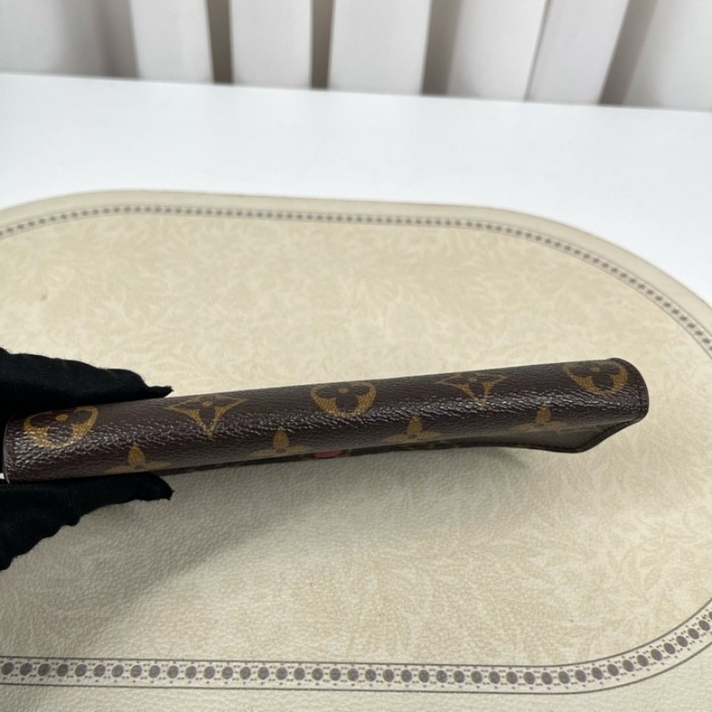 LV路易威登 經典老花搭配豆豆長款信封錢包 紅色內裡 內裡整潔 卡位多 容量大-8