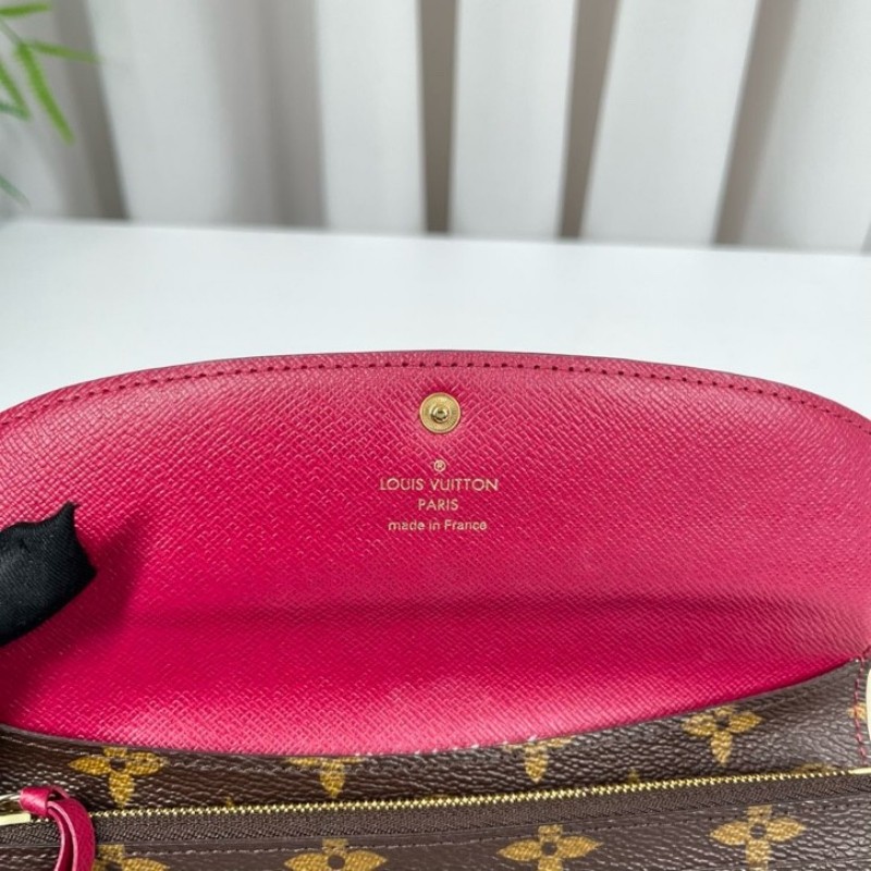 LV路易威登 經典老花搭配豆豆長款信封錢包 紅色內裡 內裡整潔 卡位多 容量大-19