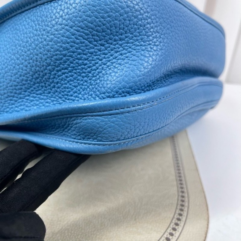 wwh bj HERMES愛馬仕 框R刻 牛仔藍Evelyne伊芙琳29 經典款 皮質細膩 五金亮澤 銀扣 肩帶可調節 可單肩可斜挎-11