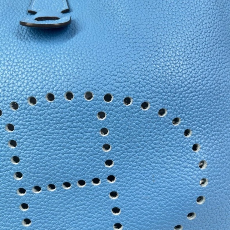 wwh bj HERMES愛馬仕 框R刻 牛仔藍Evelyne伊芙琳29 經典款 皮質細膩 五金亮澤 銀扣 肩帶可調節 可單肩可斜挎-13