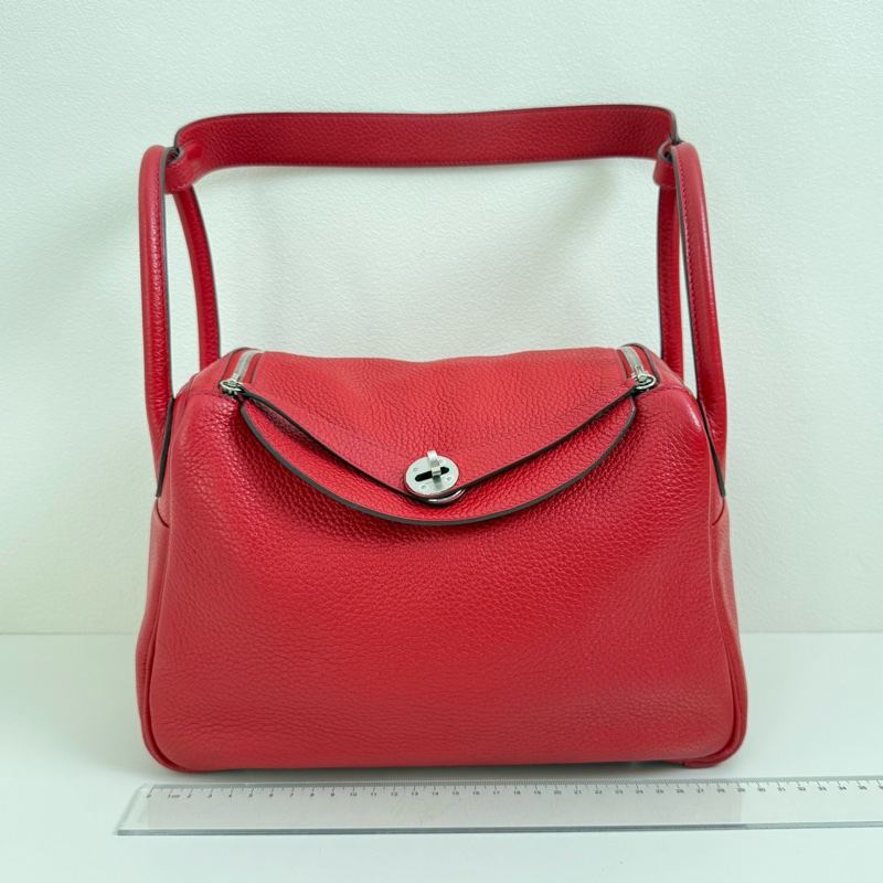 Hermes/愛馬仕 Lindy30 紅色 單肩包 框刻 銀扣-1