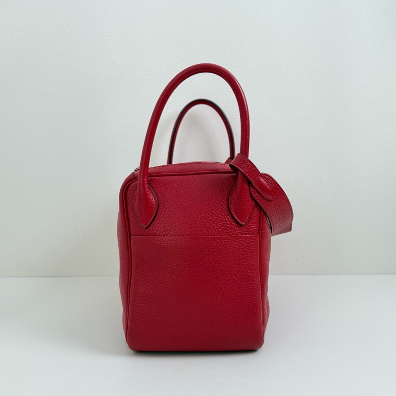Hermes/愛馬仕 Lindy30 紅色 單肩包 框刻 銀扣-3