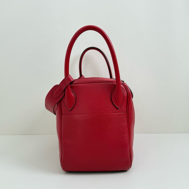 Hermes/愛馬仕 Lindy30 紅色 單肩包 框刻 銀扣-4