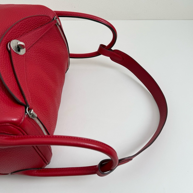 Hermes/愛馬仕 Lindy30 紅色 單肩包 框刻 銀扣-5