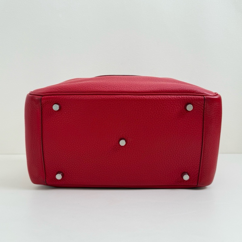 Hermes/愛馬仕 Lindy30 紅色 單肩包 框刻 銀扣-7