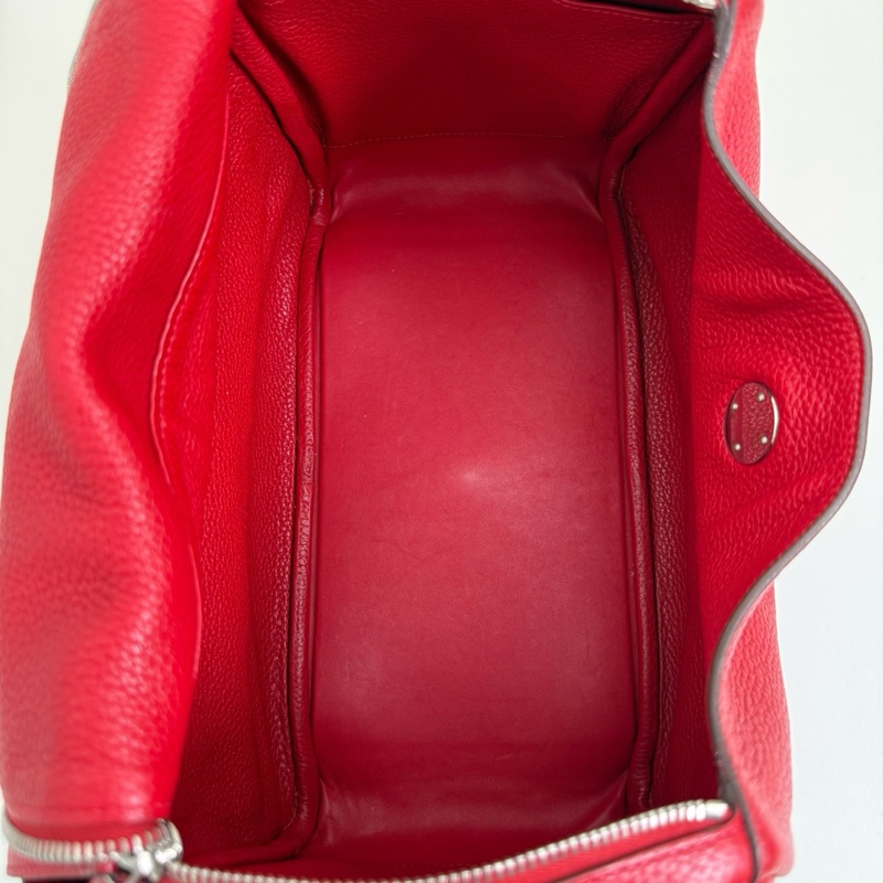 Hermes/愛馬仕 Lindy30 紅色 單肩包 框刻 銀扣-8