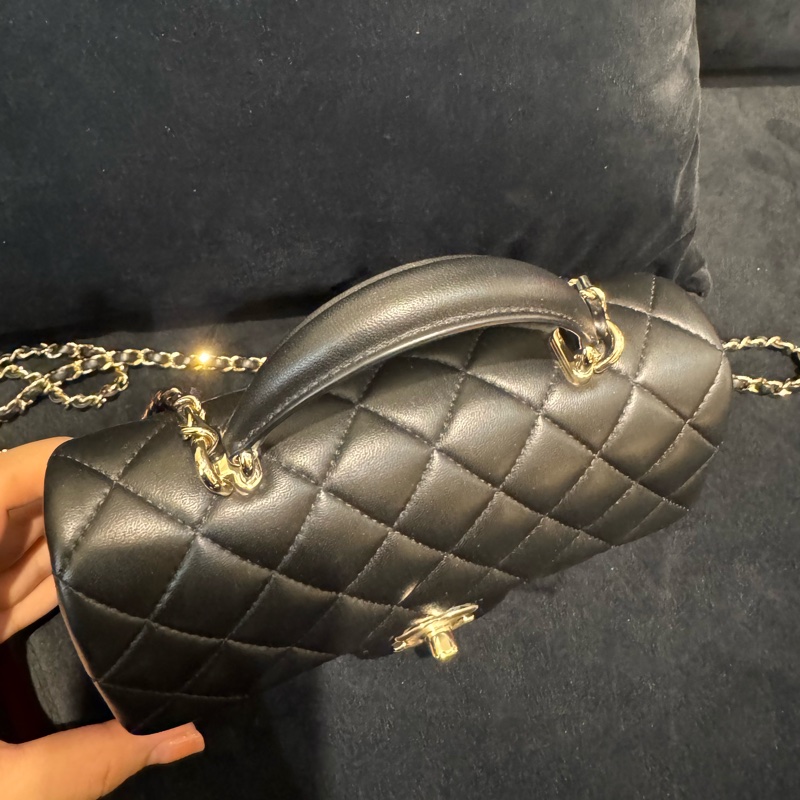 chanel黑羊皮coco handle20-1