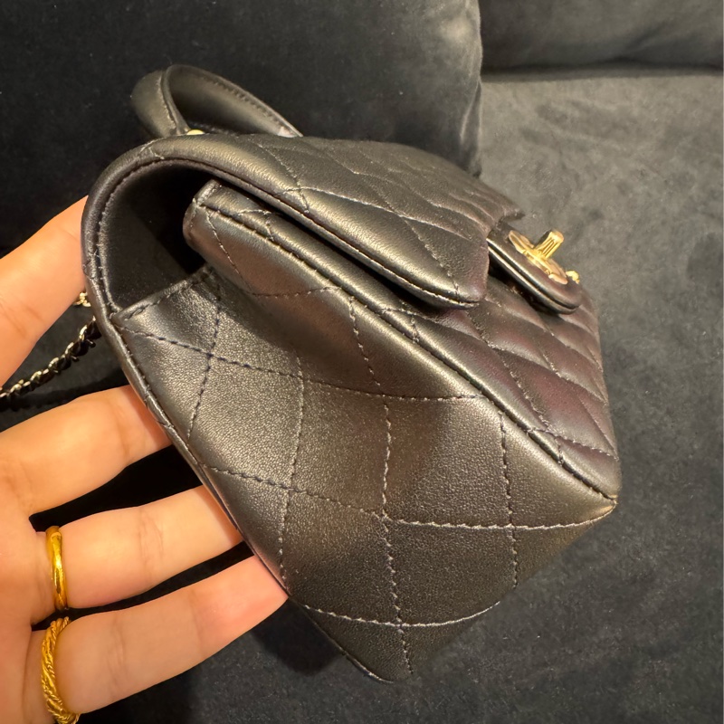 chanel黑羊皮coco handle20-2