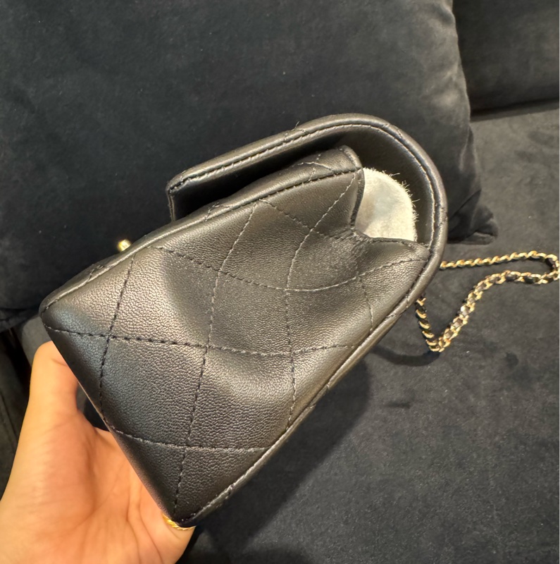 chanel黑羊皮coco handle20-4